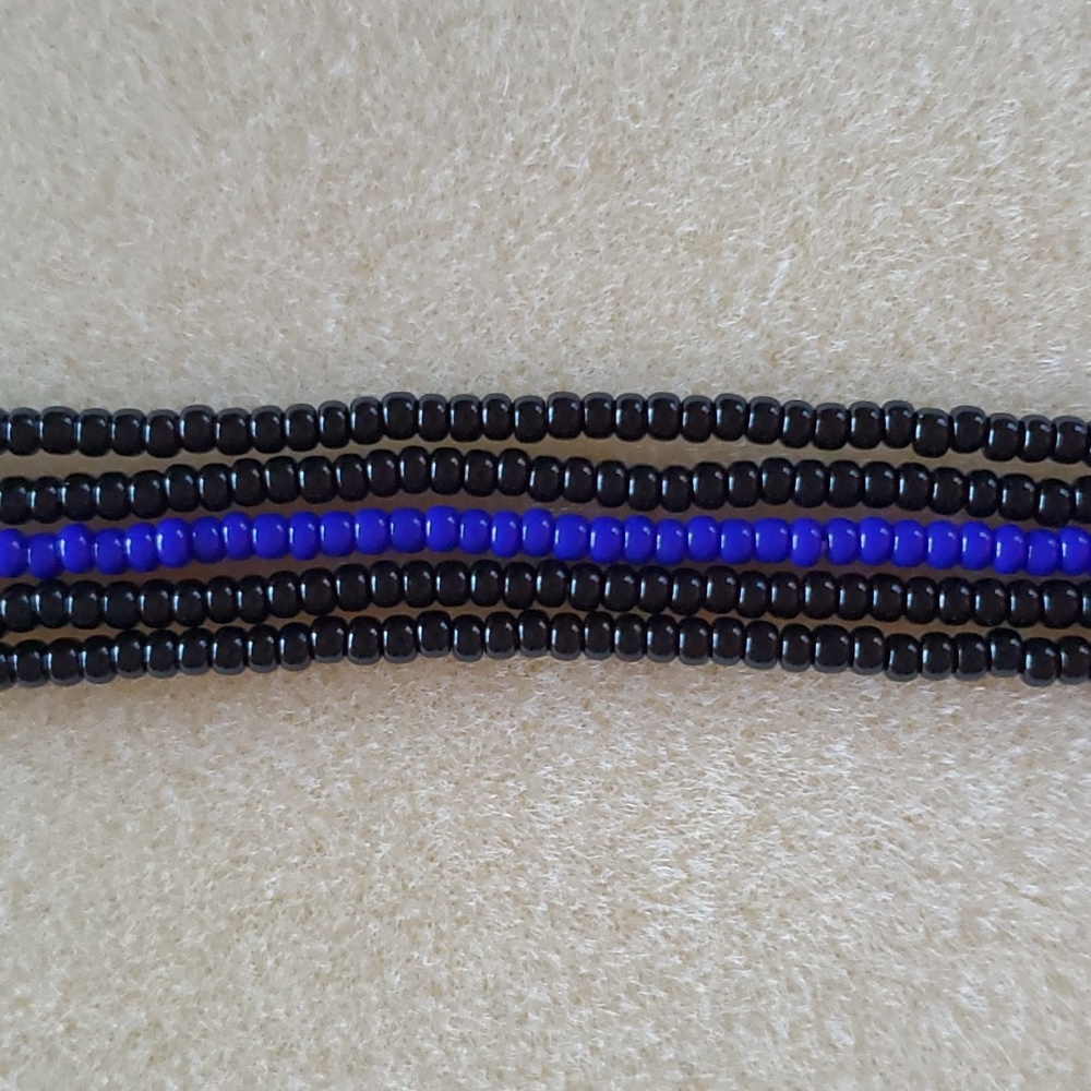 Seed Bead Stack Stretch Bracelets "Blue Line" - Picture 15 of 16